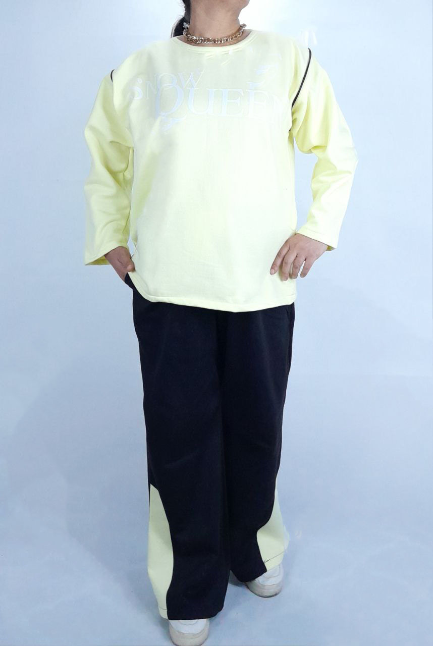    ست دورس و  شلوار یقه گرد   